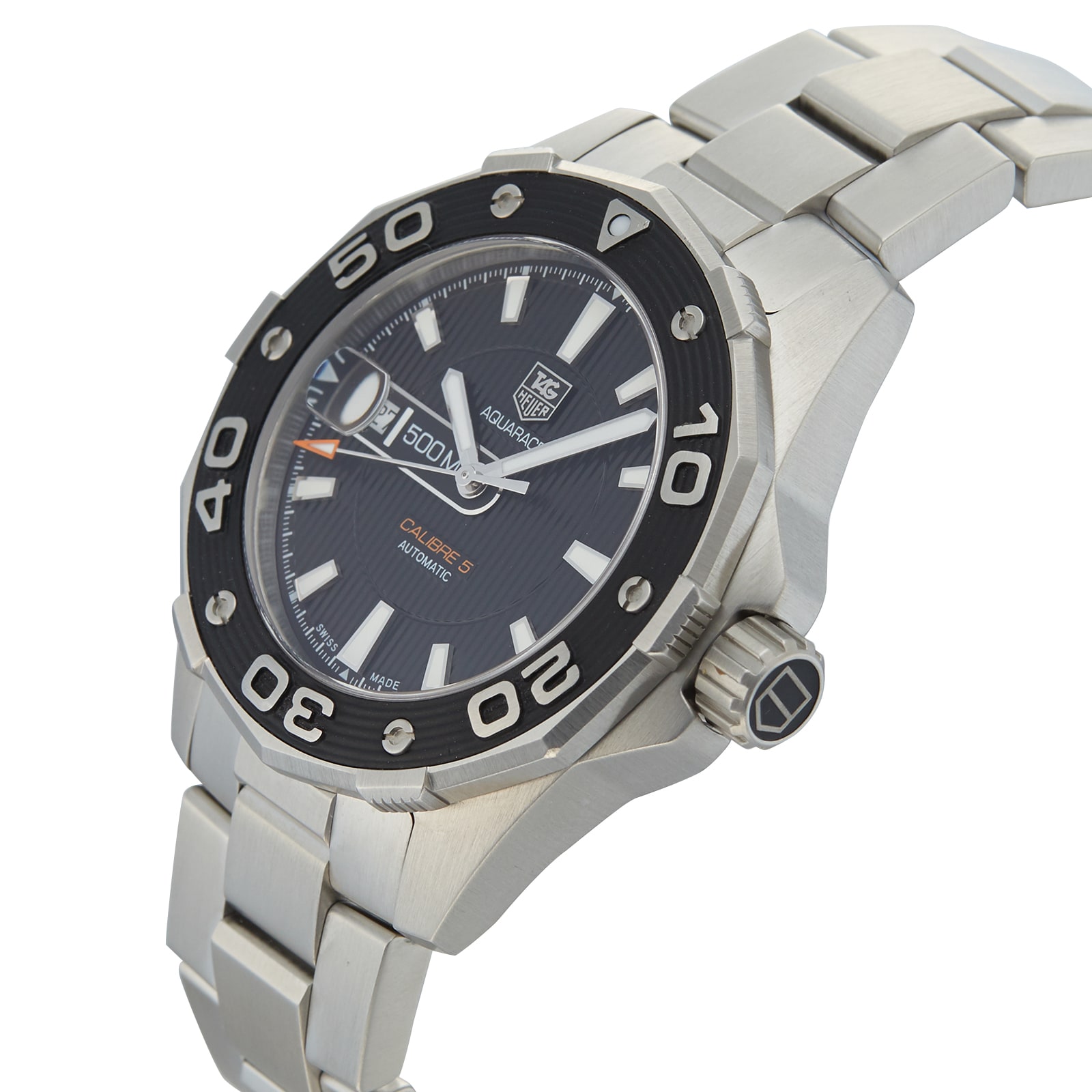 Pre-Owned TAG Heuer Aquaracer Calibre 5 Black Steel Mens Watch  WAJ2110.BA0870