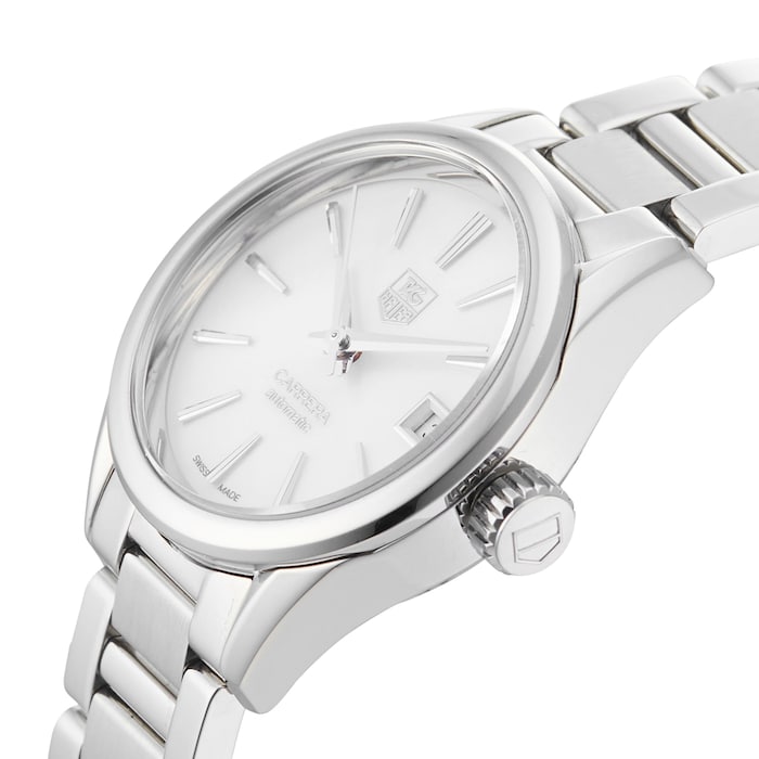 Pre-Owned TAG Heuer Carrera Calibre 9 White Mother of Pearl Steel Ladies Watch WAR2411.BA0770