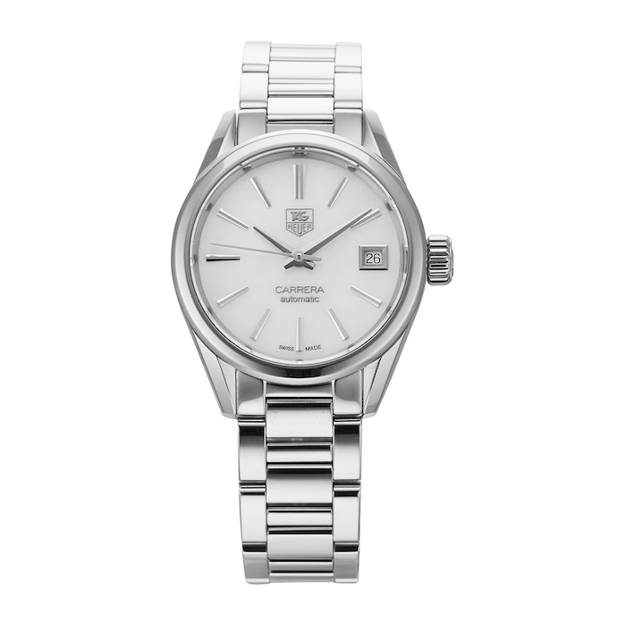 Pre-Owned TAG Heuer Carrera Calibre 9 White Mother of Pearl Steel Ladies Watch WAR2411.BA0776
