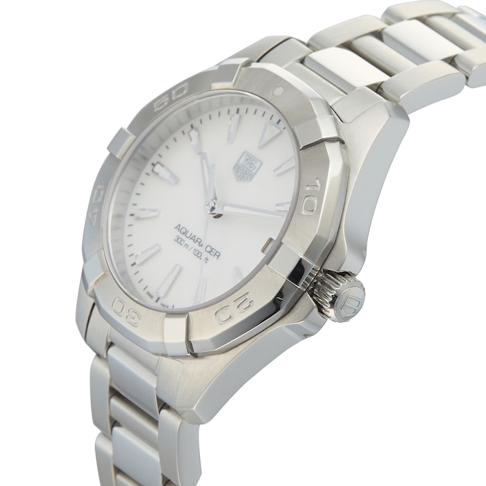 Pre-Owned TAG Heuer Aquaracer Quartz White Mother of Pearl Steel Ladies Watch WAY1312.BA0915