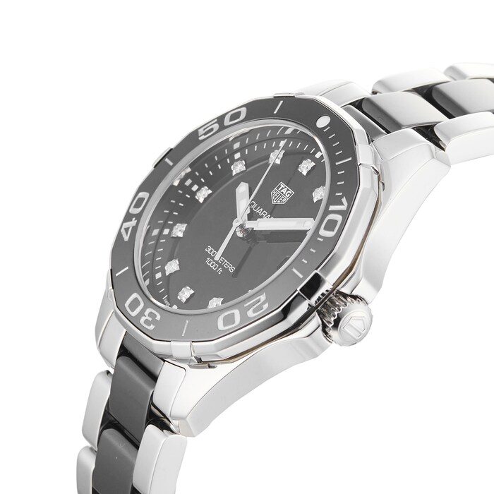 Pre-Owned TAG Heuer Aquaracer Black Steel and Ceramic Quartz Ladies Watch WAY131C.BA0913
