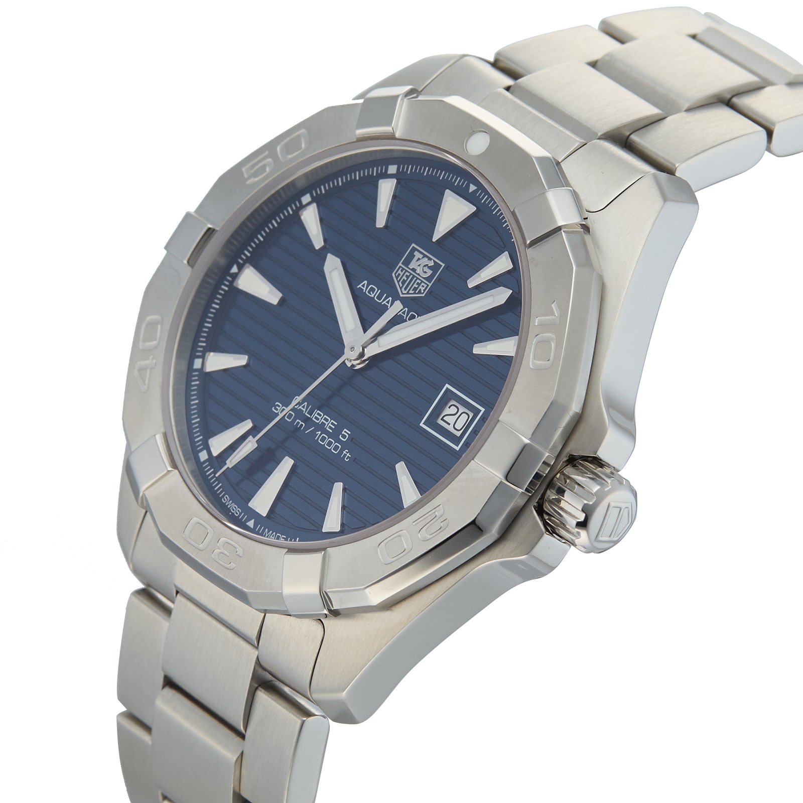 Pre-Owned TAG Heuer Aquaracer Calibre 5 Blue Steel Mens Watch WAY2112.BA0928