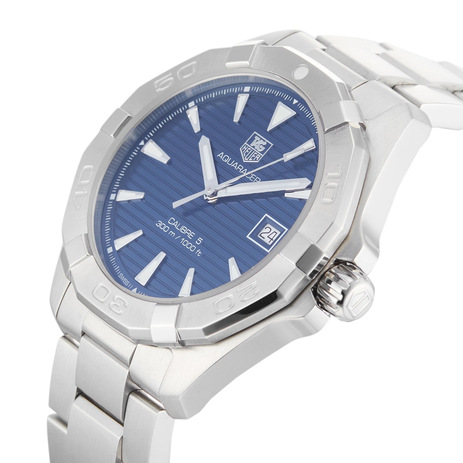 Pre-Owned TAG Heuer Aquaracer Calibre 5 Blue Steel Mens Watch WAY2112.BA0928
