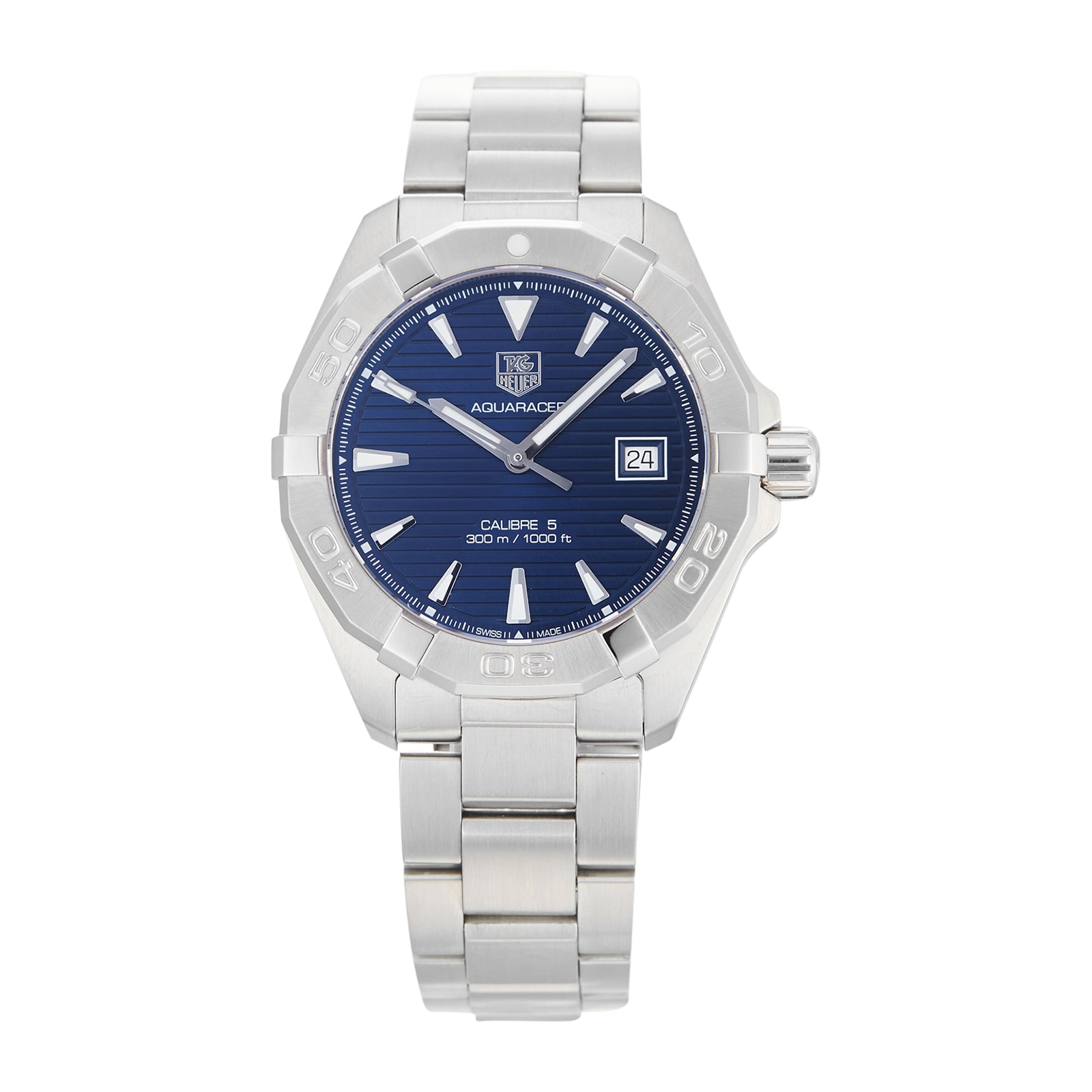 Pre-Owned TAG Heuer Aquaracer Calibre 5 Blue Steel Mens Watch WAY2112.BA0928