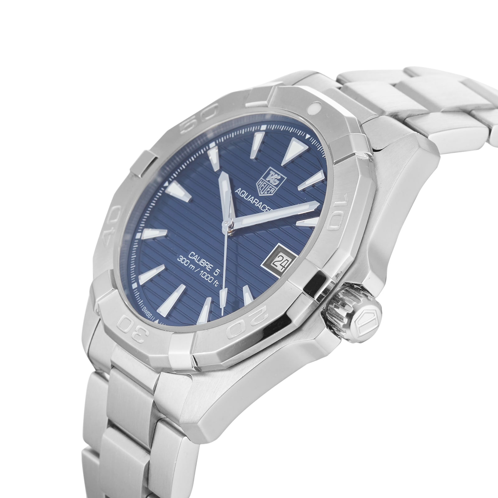 Pre-Owned TAG Heuer Aquaracer Calibre 5 Blue Steel Mens Watch WAY2112.BA0928