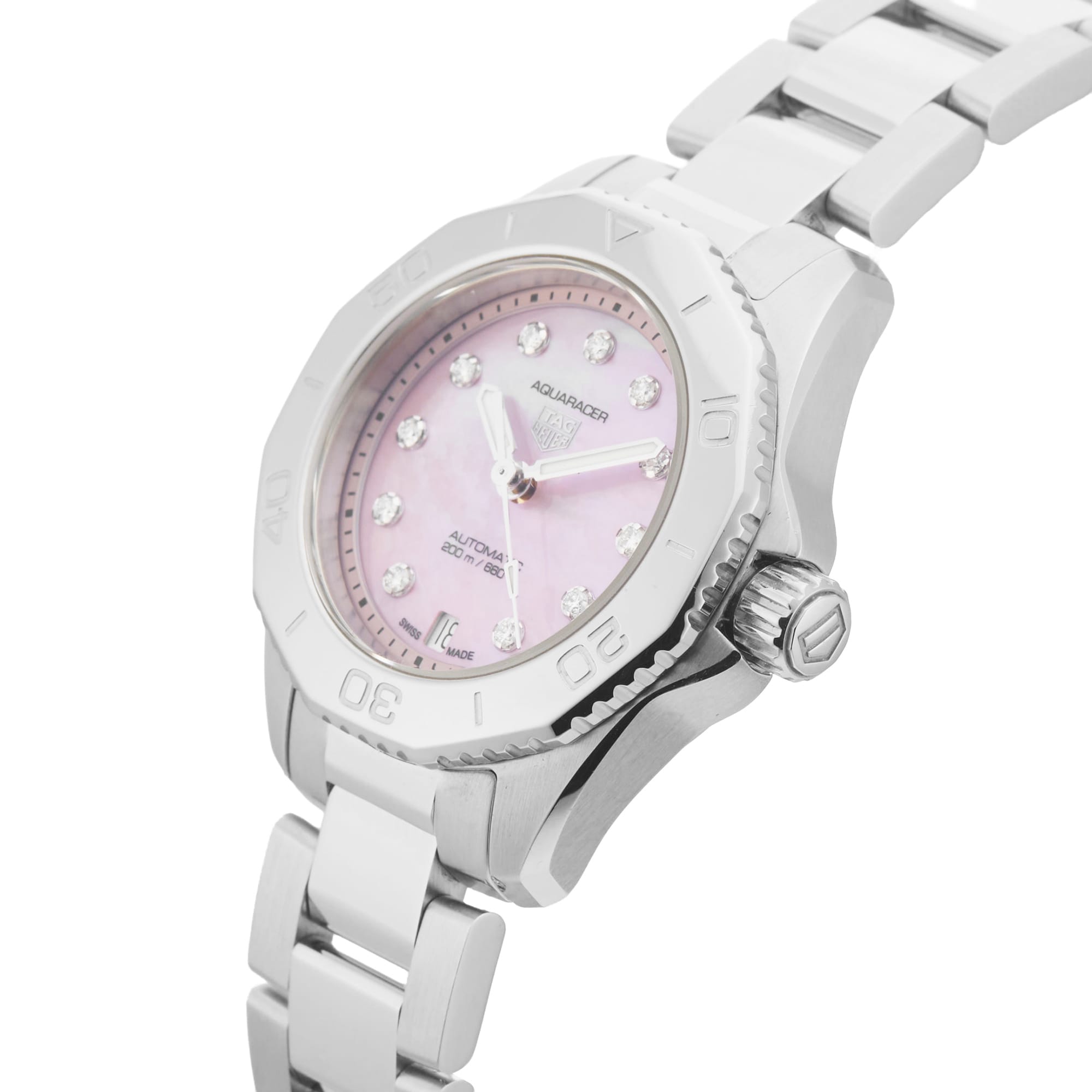 Pre-Owned TAG Heuer Pre-Owned TAG Heuer Aquaracer Strawberry Pink The Watches Of Switzerland Group Exclusive 30mm Stainless Steel WBP2416.BA0622 Pre-Owned TAG Heuer Pre-Owned TAG Heuer Aquaracer Strawberry Pink The Watches Of Switzerland Group Exclusive 30mm Stainless Steel WBP2416.BA0622