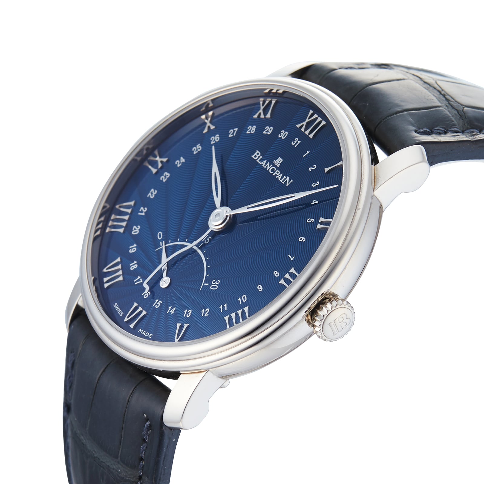 Pre-Owned Blancpain Villeret Blue White Gold Mens Watch 6653Q 1529 55B