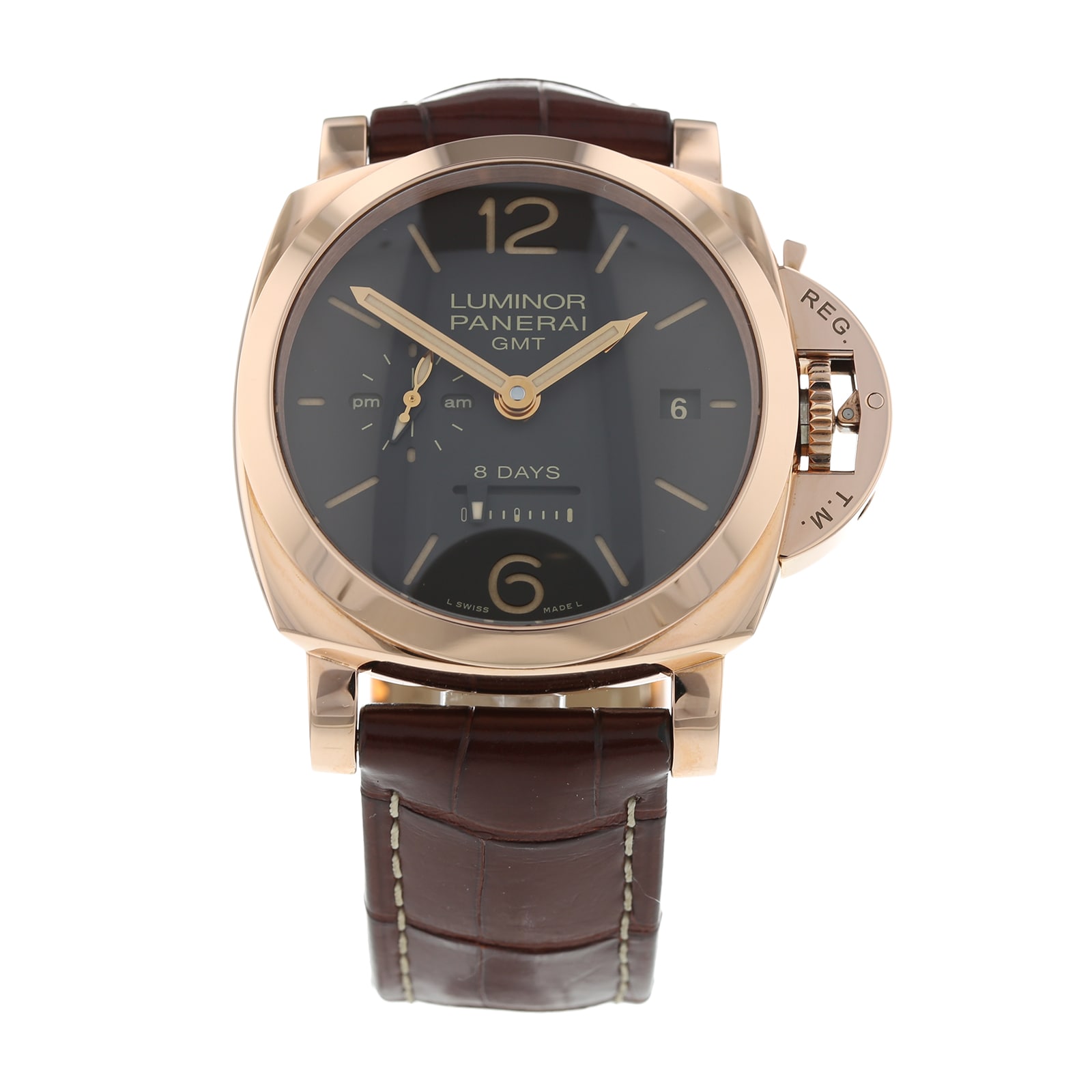 Pre Owned Panerai Luminor 1950 8 Days GMT Mens Watch PAM00576