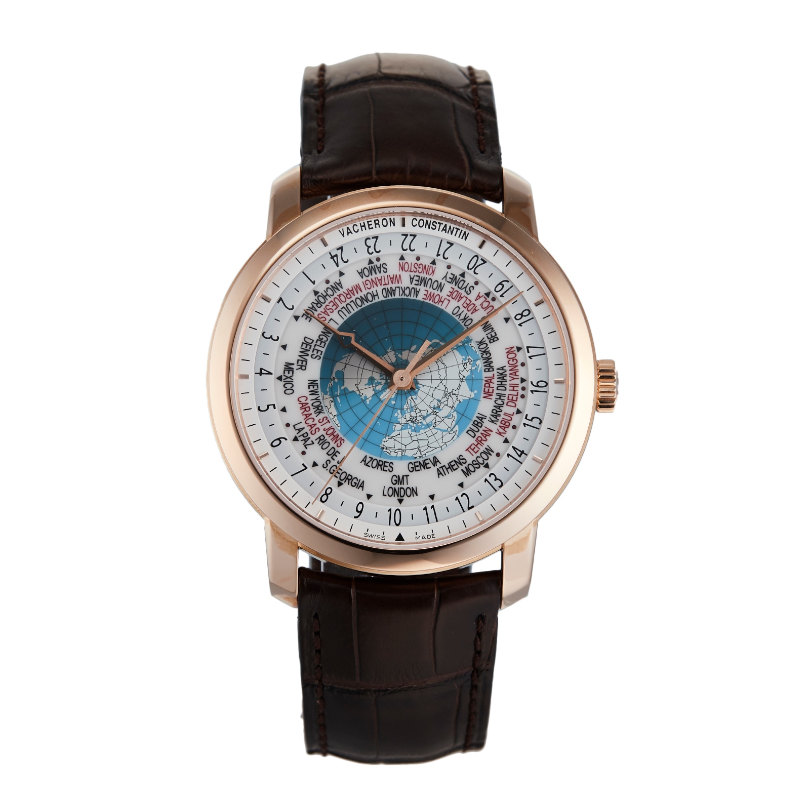 Pre Owned Vacheron Constantin Traditionnelle World Time Mens Watch 86060 000R 9640