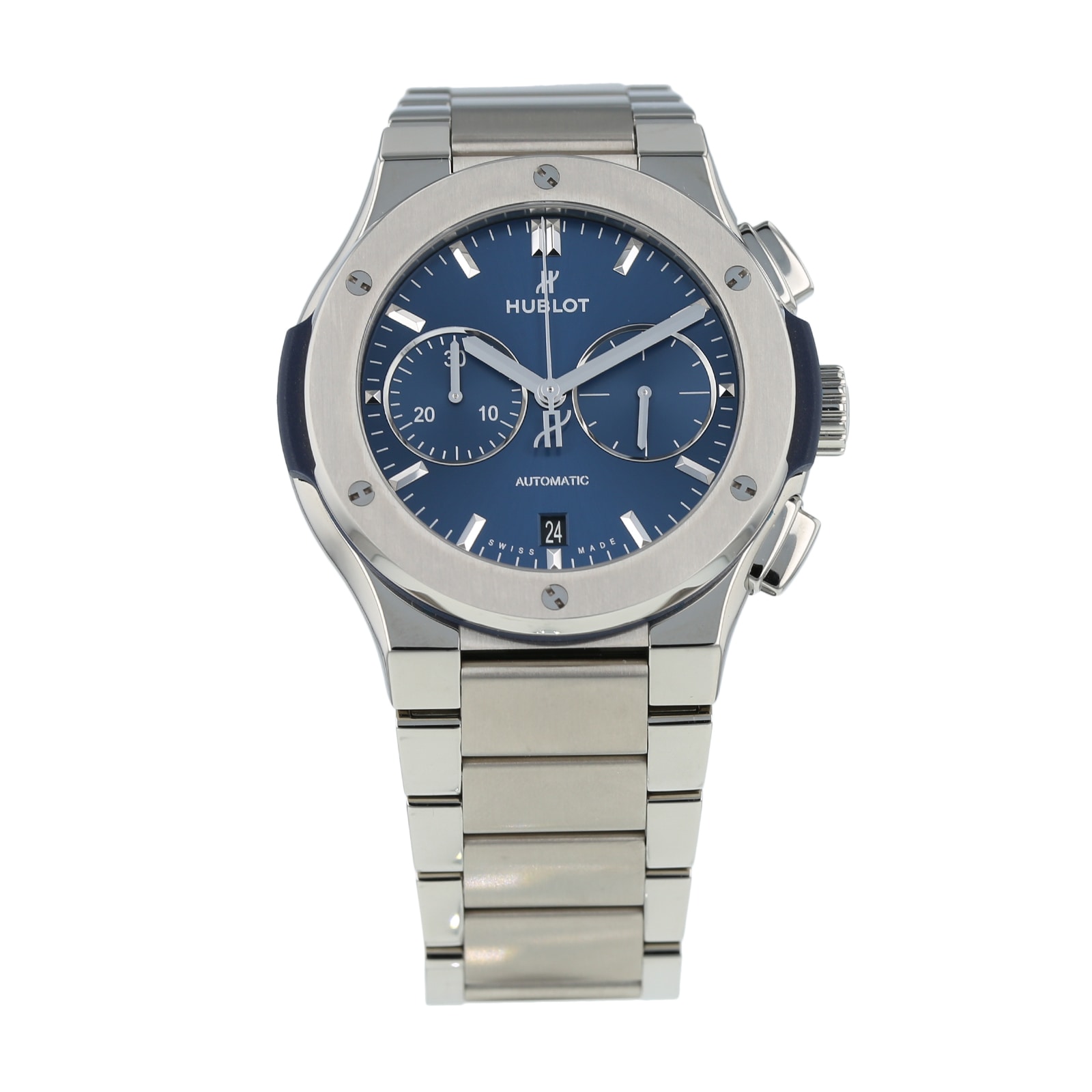 Pre-Owned Hublot Classic Fusion Blue Titanium Mens Watch 540.NX.7170.NX