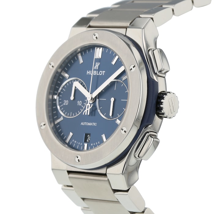 Pre-Owned Hublot Pre-Owned Hublot Classic Fusion Blue Titanium Mens Watch 540.NX.7170.NX