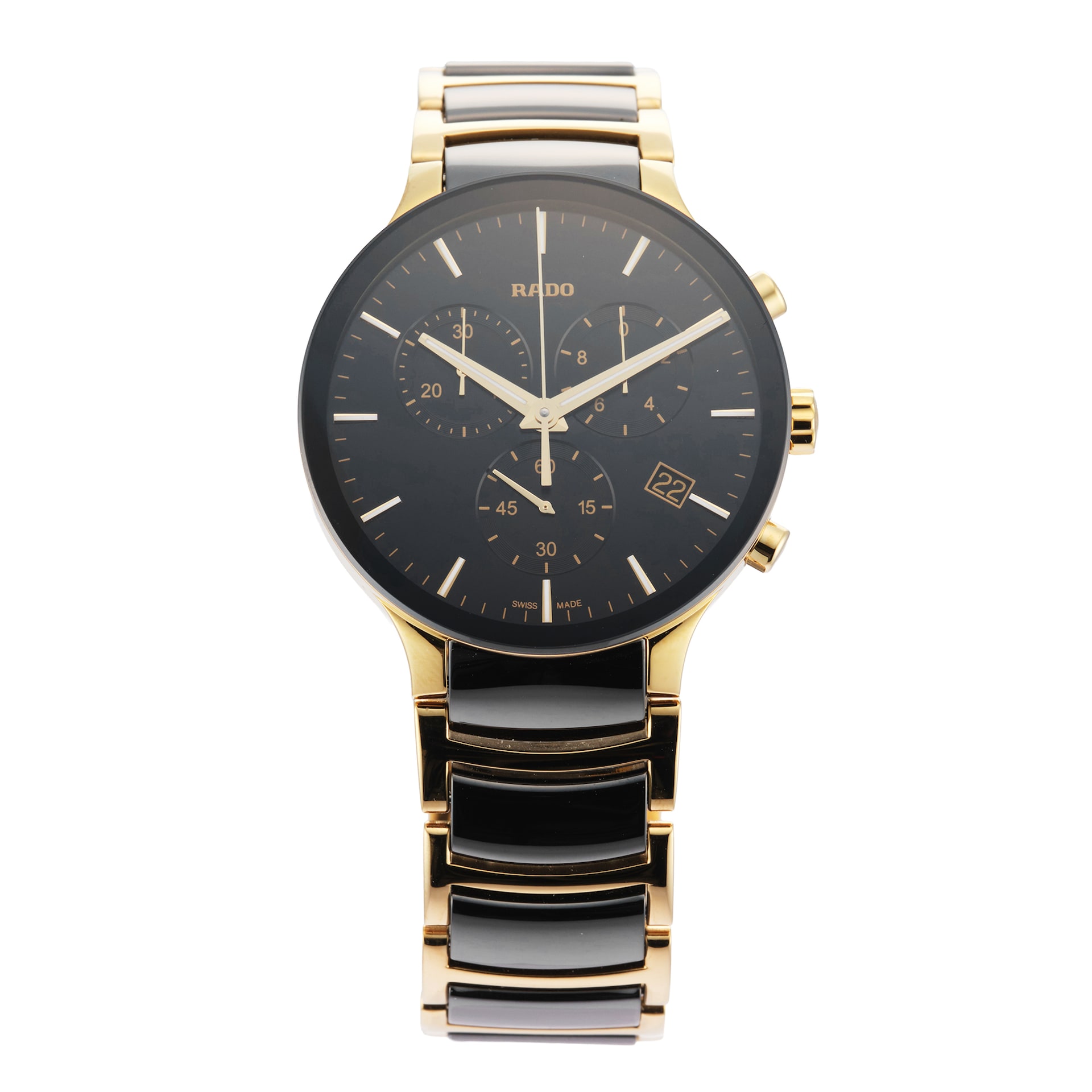 Pre-Owned Rado Centrix High-Tech Chronograph 40mm Ceramic and Yellow Gold PVD