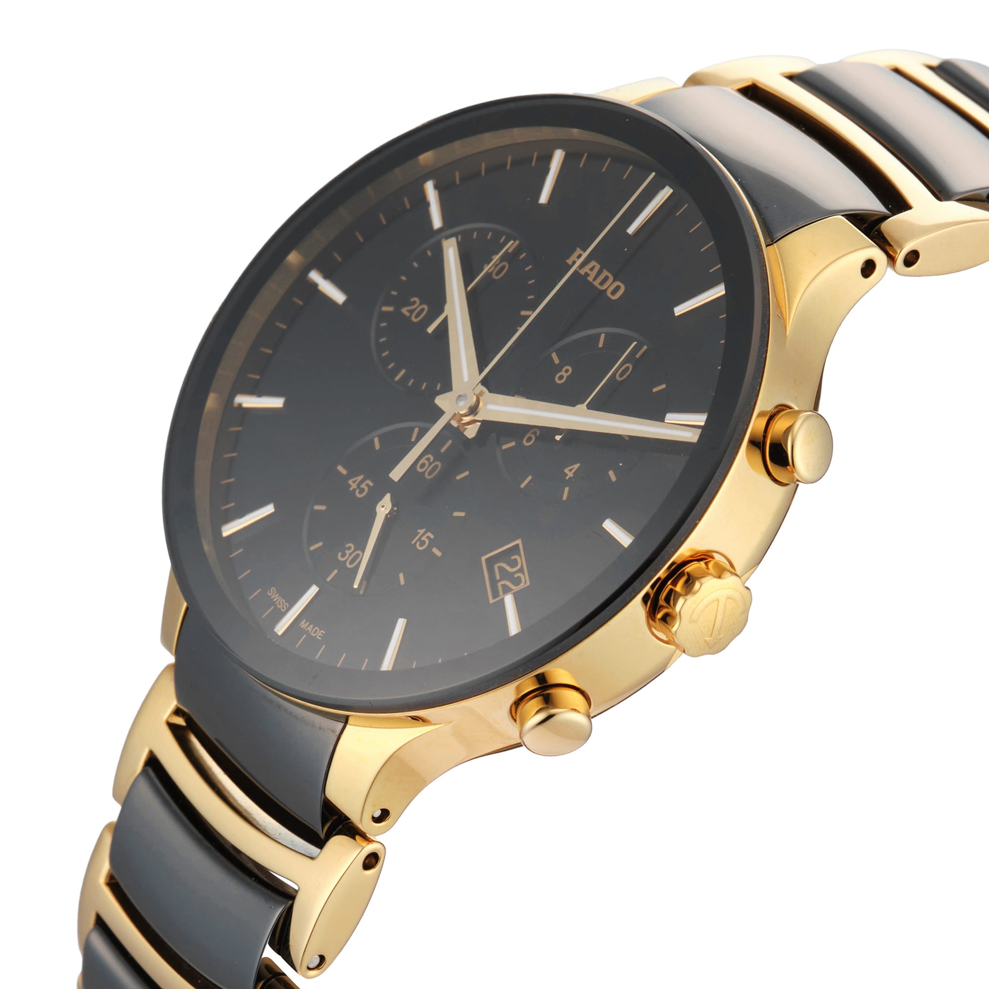 Pre-Owned Rado Centrix High-Tech Chronograph 40mm Ceramic and Yellow Gold PVD