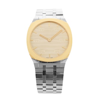 Pre-Owned Gucci 25H 38mm Stainless Steel and Yellow Gold PVD Pre-Owned Gucci 25H 38mm Stainless Steel and Yellow Gold PVD