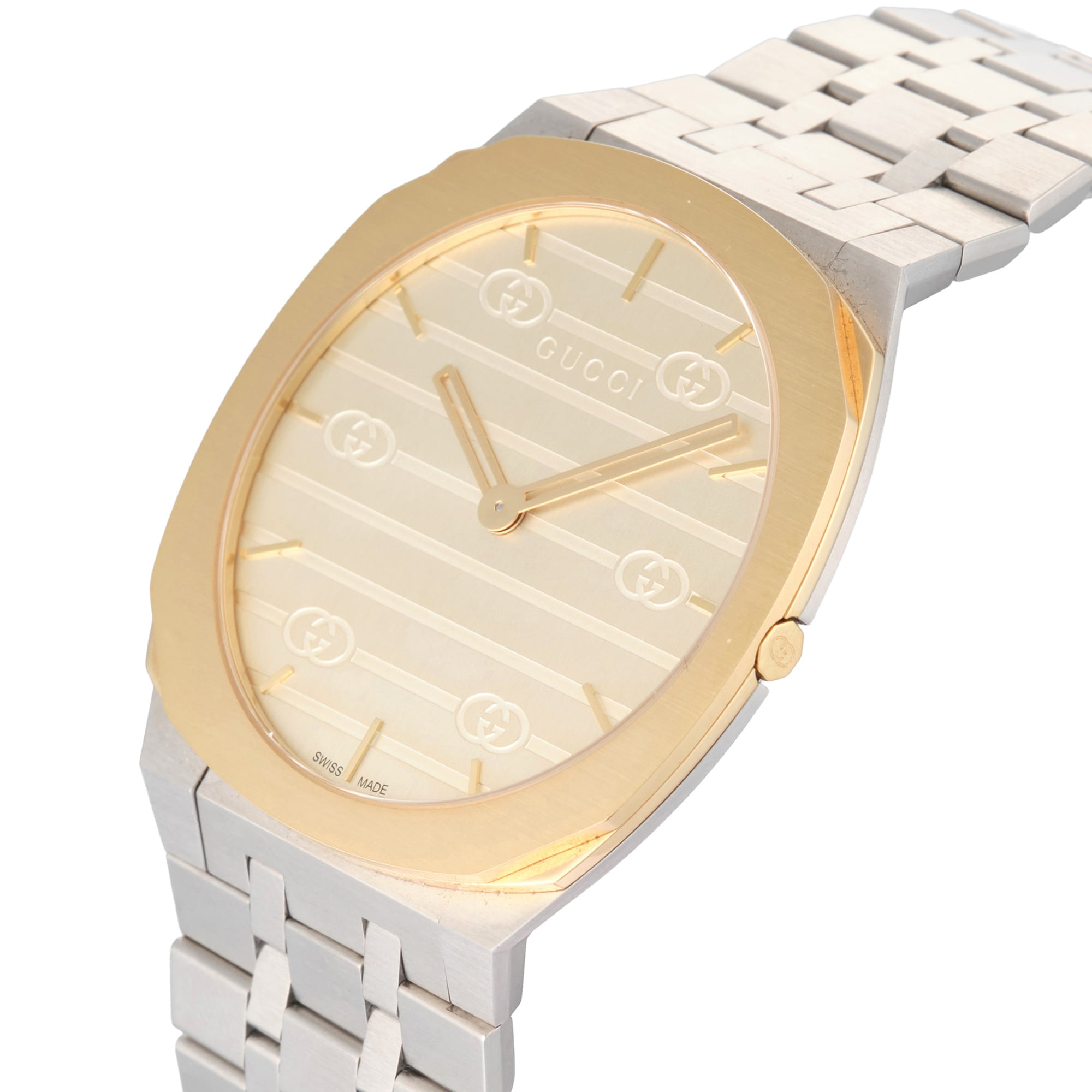 Pre-Owned Gucci 25H 38mm Stainless Steel and Yellow Gold PVD