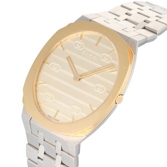 Pre-Owned Gucci 25H 38mm Stainless Steel and Yellow Gold PVD Pre-Owned Gucci 25H 38mm Stainless Steel and Yellow Gold PVD