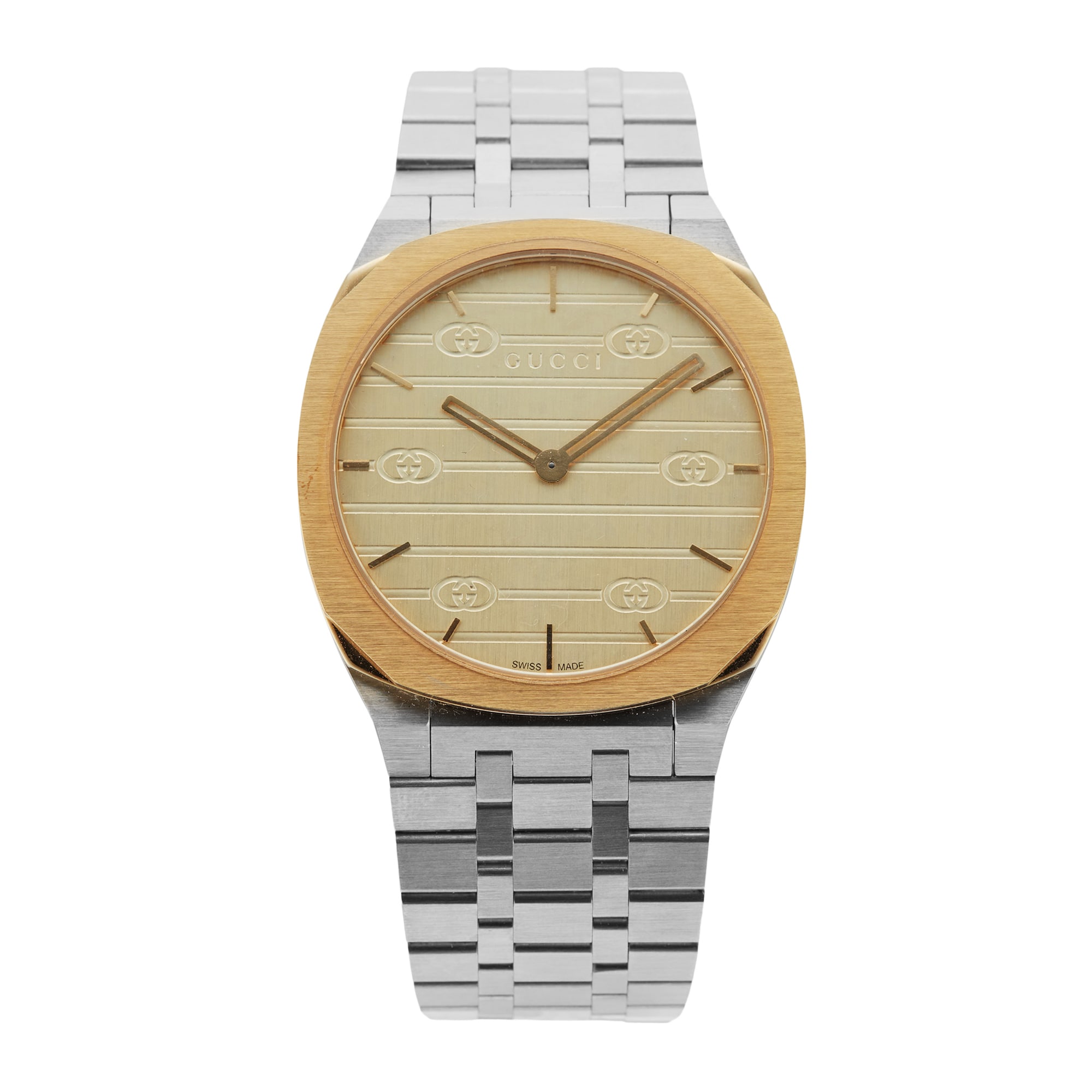 Pre-Owned Gucci 25H 38mm Stainless Steel and Yellow Gold PVD Pre-Owned Gucci 25H 38mm Stainless Steel and Yellow Gold PVD