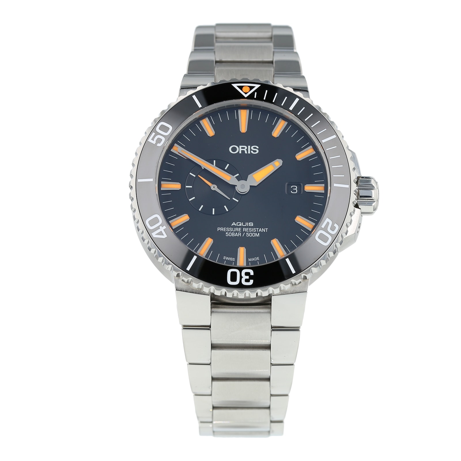 Pre Owned Oris Aquis Small Second Mens Watch 01 743 7733 4159