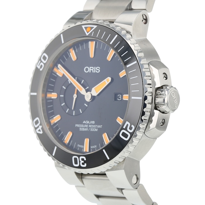 Pre-Owned Oris Pre-Owned Oris Aquis Small Second Mens Watch 01 743 7733 4159