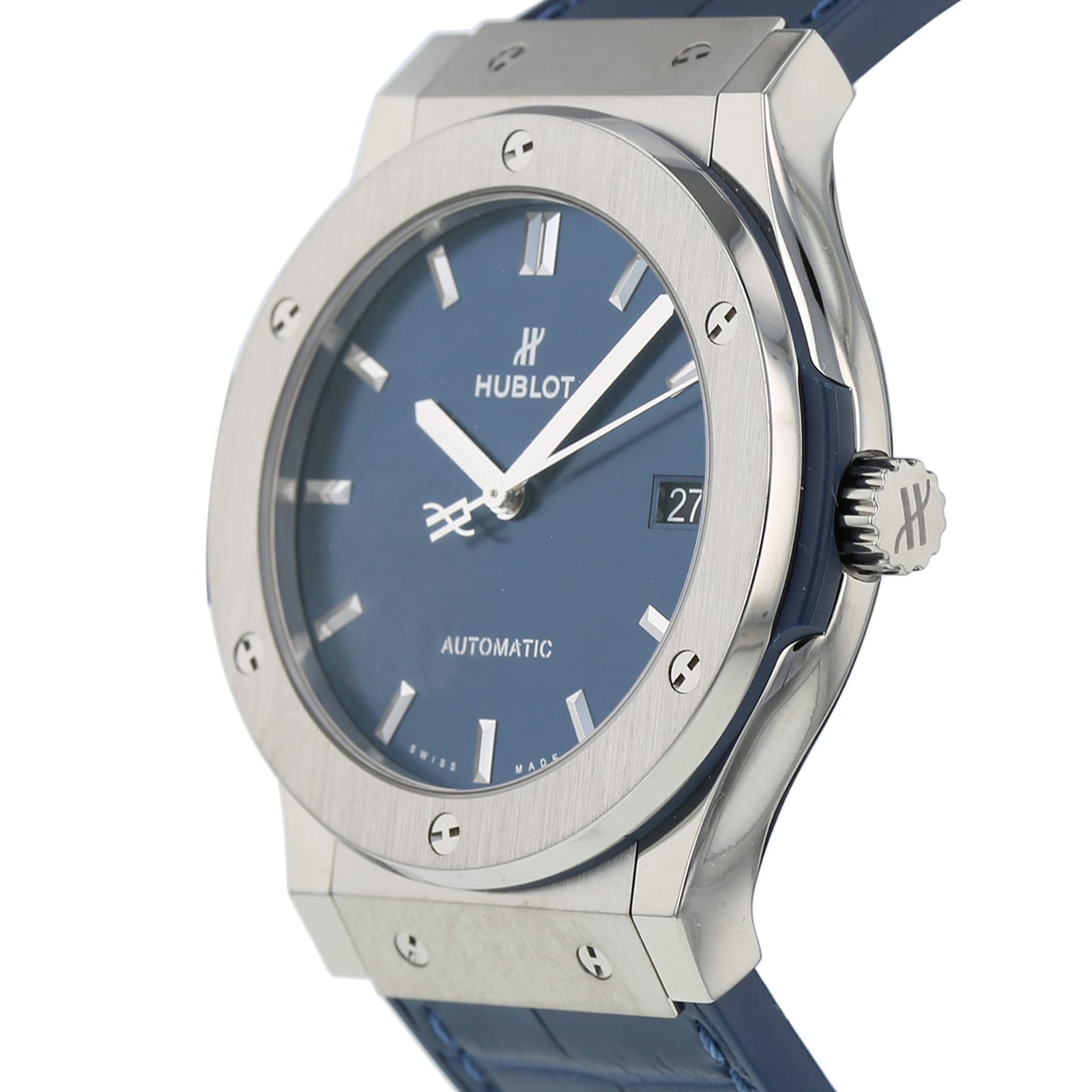 Pre-Owned Hublot Classic Fusion Blue Titanium Mens Watch 511.NX.7170.LR