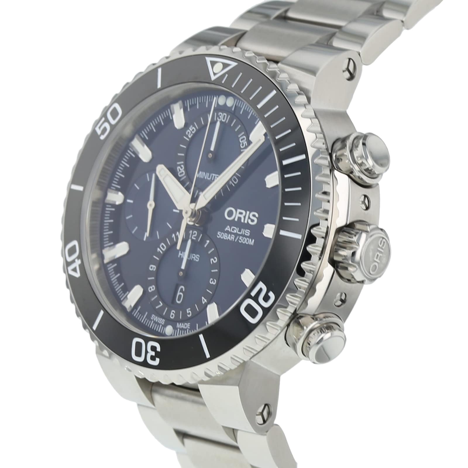 Pre Owned Oris Aquis Chronograph Mens Watch 01 774 7743 4155