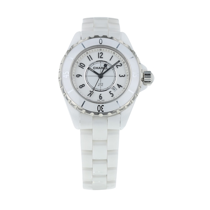 Pre-Owned Chanel J12 White Ceramic and Steel Ladies Watch H0968