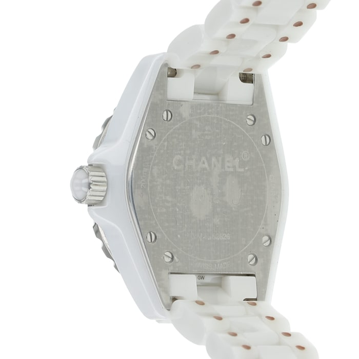 Pre-Owned Chanel J12 White Ceramic and Steel Ladies Watch H0968