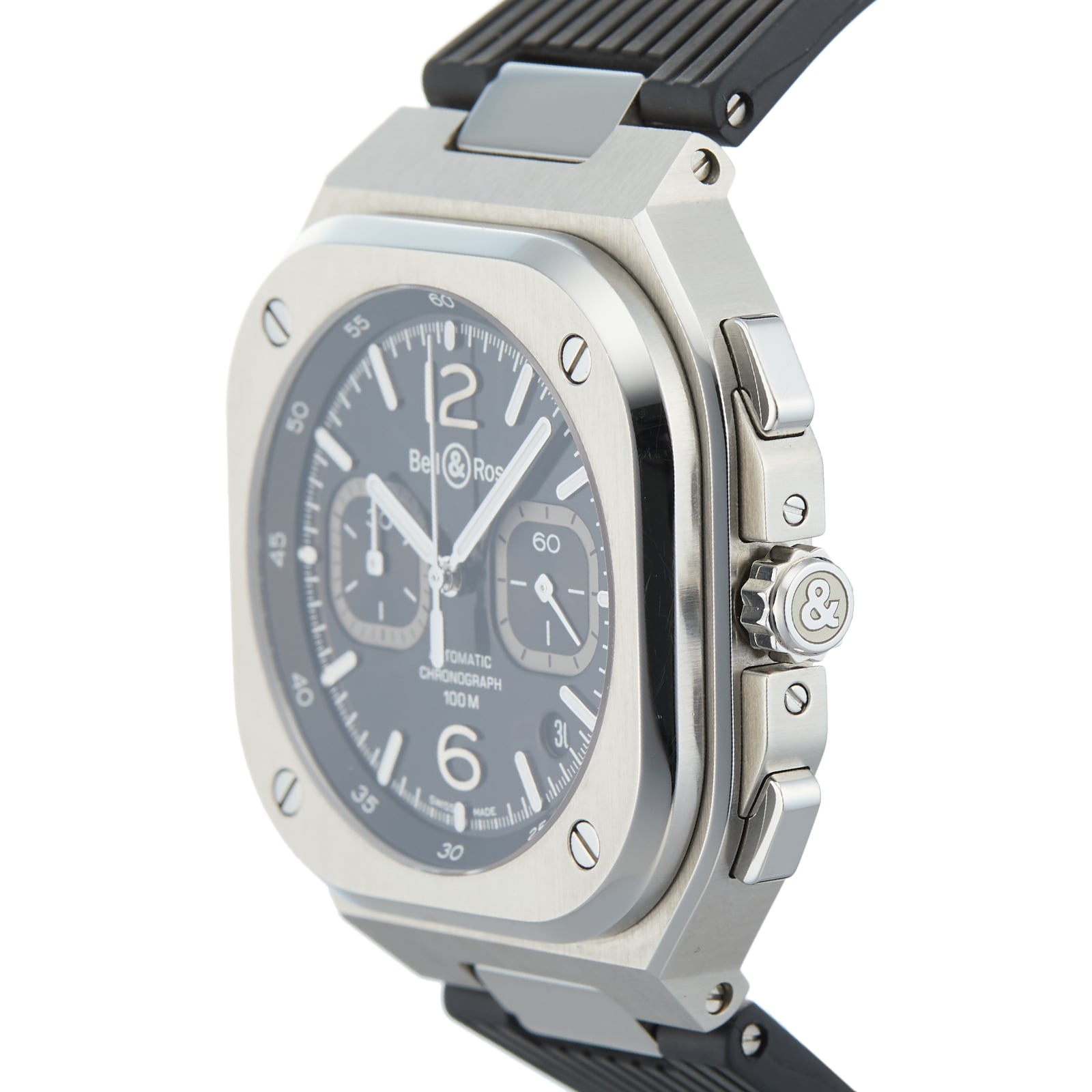Pre-Owned Bell & Ross BR05 Chrono Black Steel Mens Watch BR05C-BL-ST/SRB