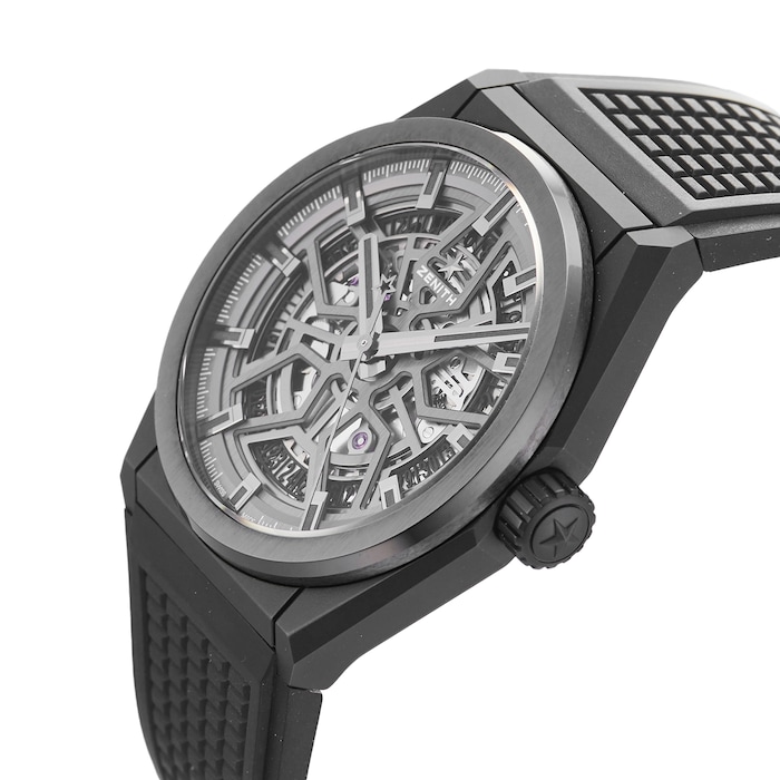 Zenith Defy Classic Black Ceramic Skeleton Dial Rubber Strap Men's Watch  49.9000.670/77.R782