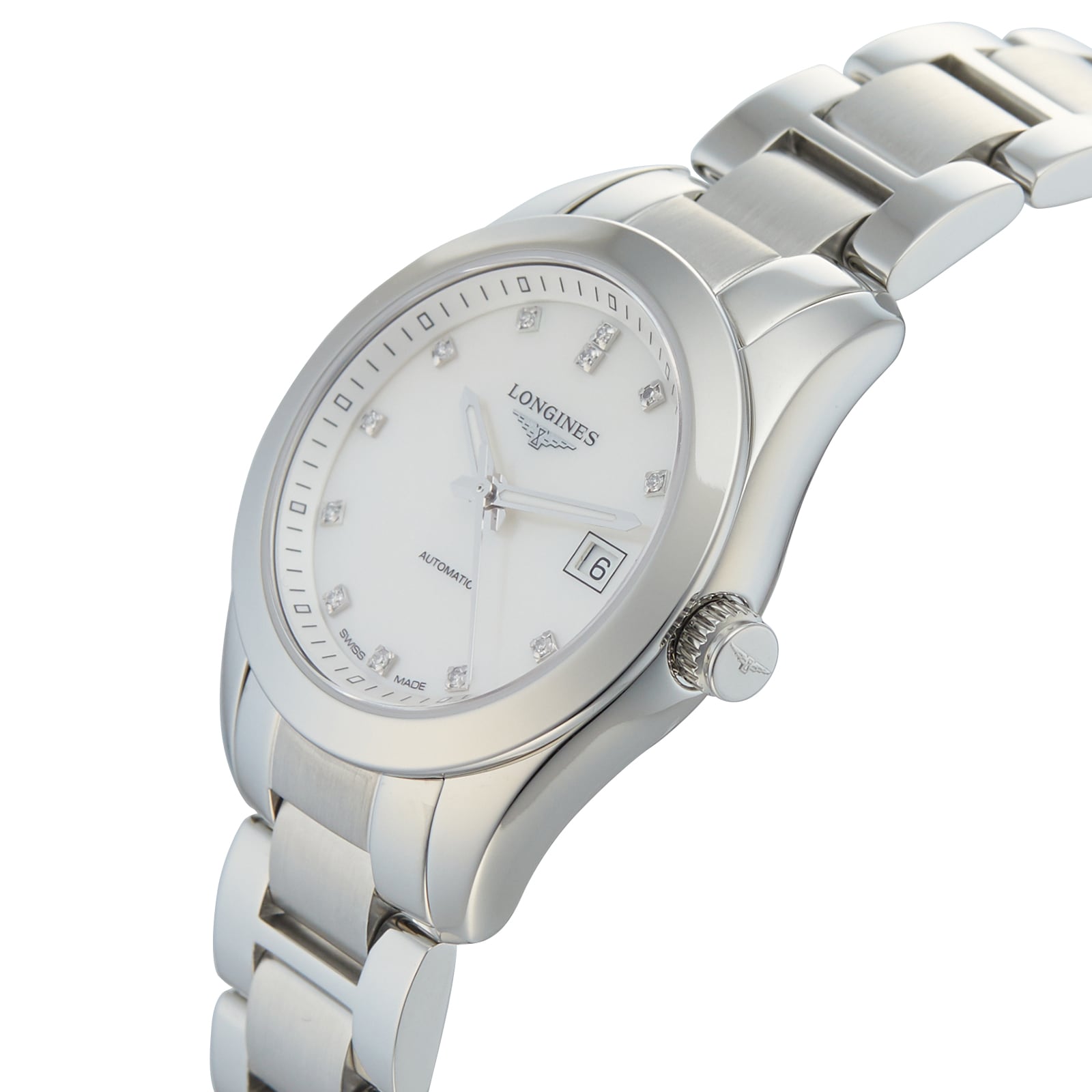 Pre-Owned Longines Conquest Classic White Mother of Pearl Steel Ladies Watch L2.285.4.87.6