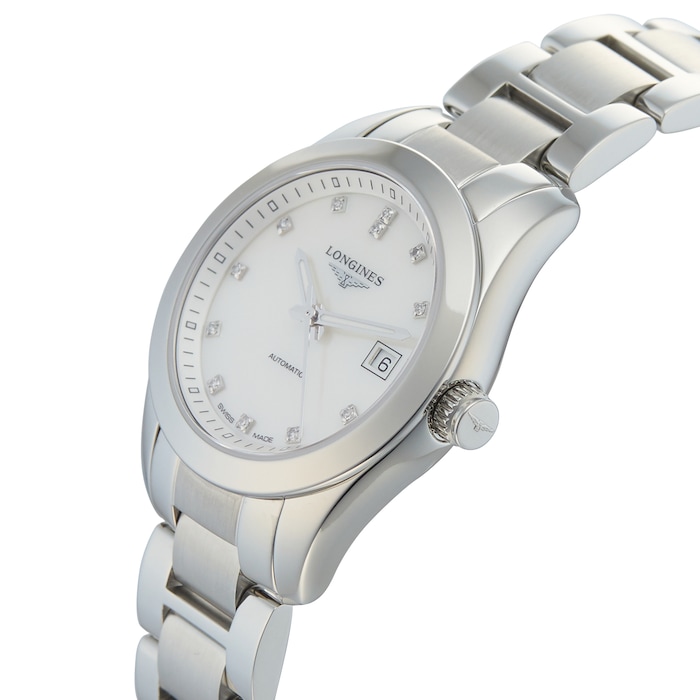 Pre-Owned Longines Pre-Owned Longines Conquest Classic White Mother of Pearl Steel Ladies Watch L2.285.4.87.6