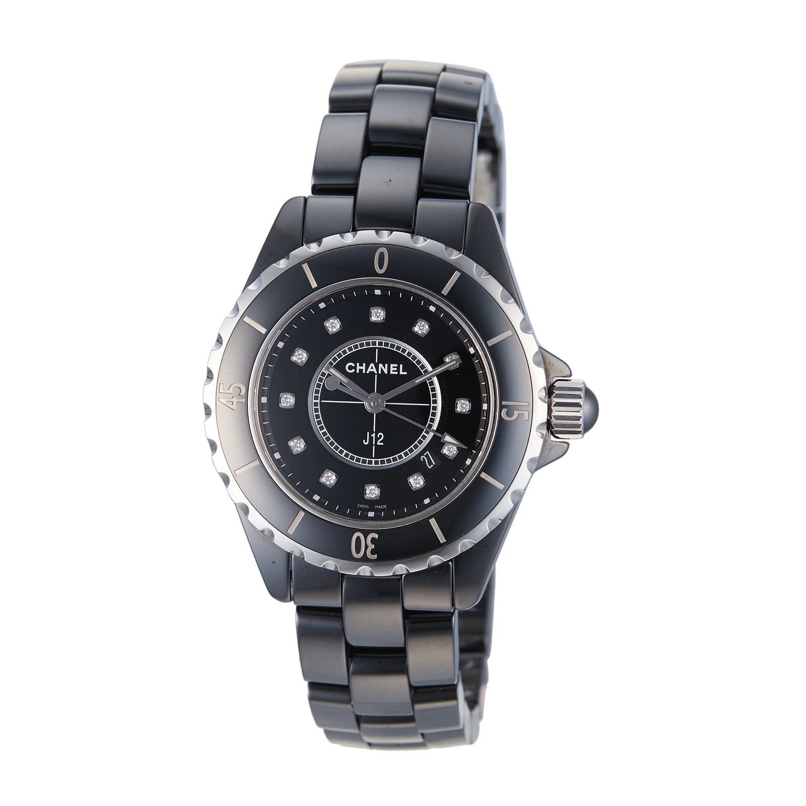 Pre-Owned Chanel J12 Black Ceramic Ladies Watch H5701