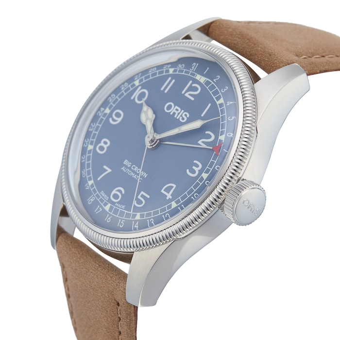 Pre-Owned Oris Big Crown Pointer Date Blue Steel Mens Watch 01 754 7741 4065