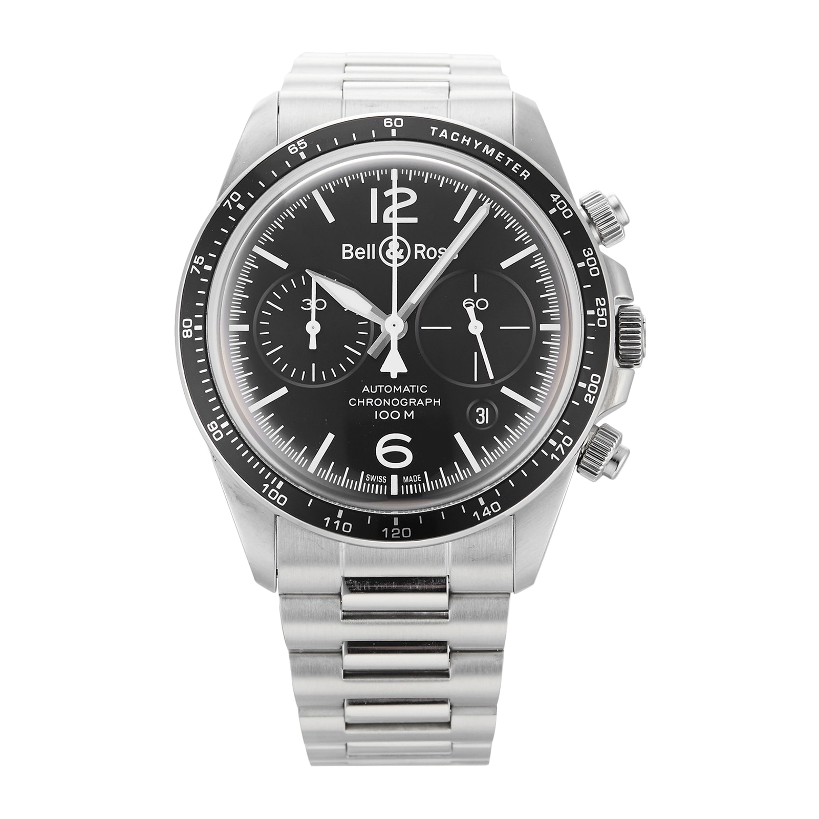 Pre-Owned Bell & Ross BRV2-94 Black Steel Mens Watch BRV294-BL-ST/SST Pre-Owned Bell & Ross BRV2-94 Black Steel Mens Watch BRV294-BL-ST/SST