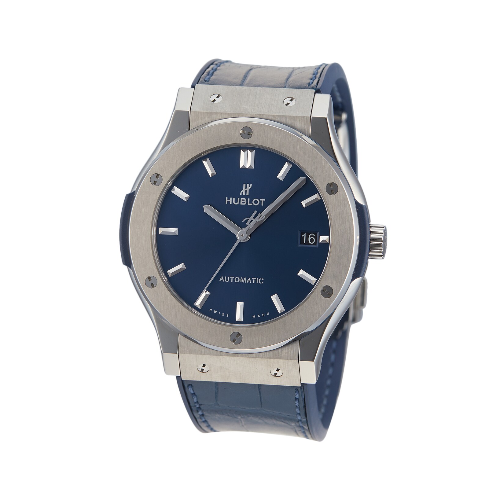 Pre-Owned Hublot Classic Fusion Titanium Blue Mens Watch 511.NX.7170.LR