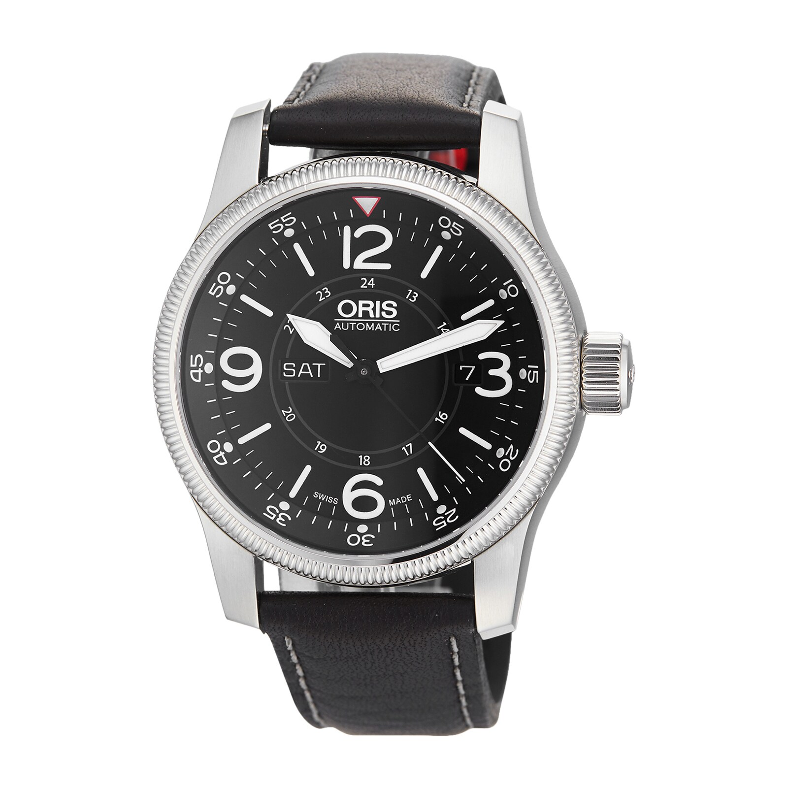 Pre Owned Oris Big Crown Timer Black Steel Mens Watch 01 735 7660 4064