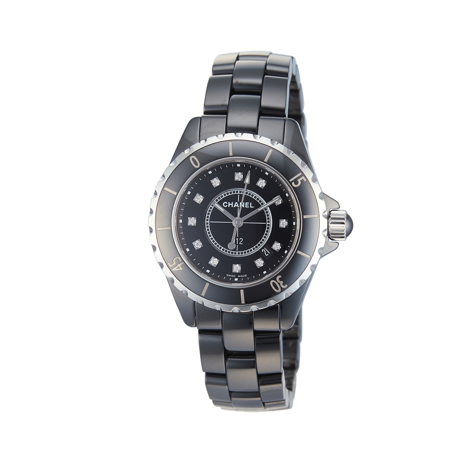 Black chanel outlet watch women's