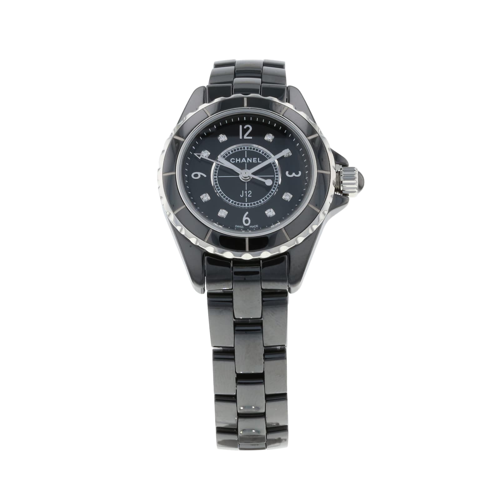 Pre-Owned Chanel J12 Black Ceramic Ladies Watch H2569 Pre-Owned Chanel J12 Black Ceramic Ladies Watch H2569