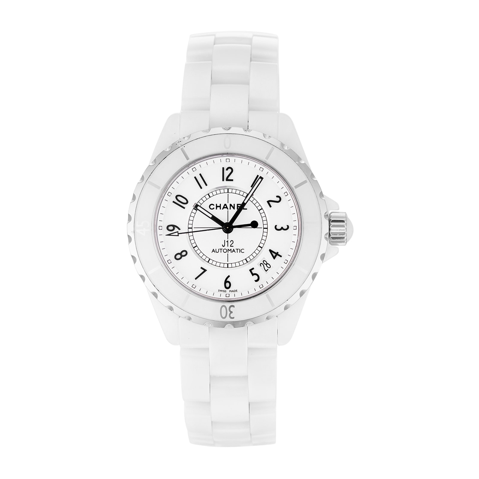chanel j12 automatic crystal white dial ladies watch h5700