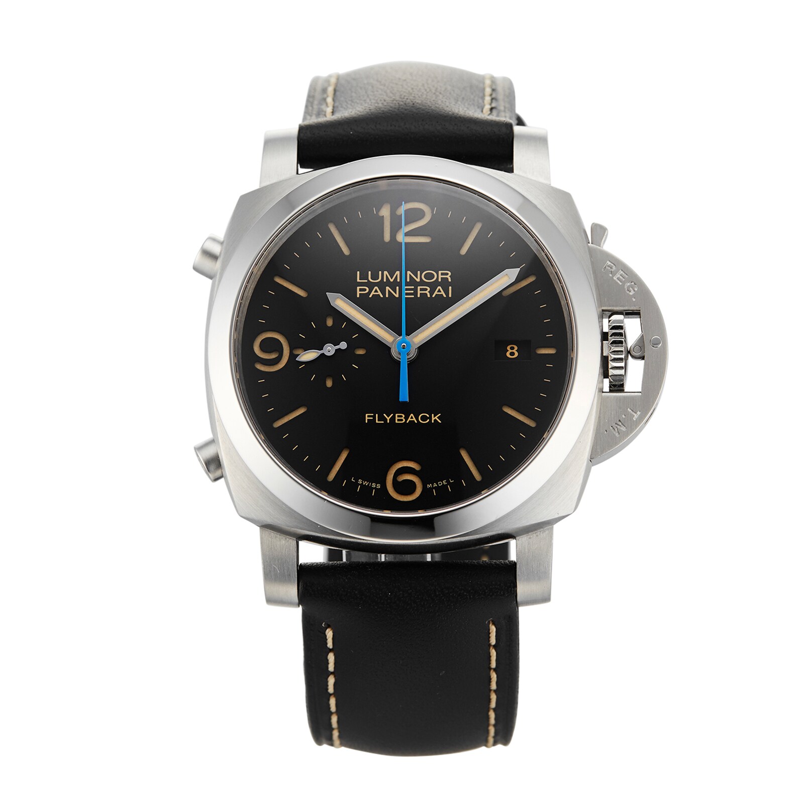Pre-Owned Panerai Paneria Luminor 3 Days Flyback Acciaio Mens Watch PAM00524 Pre-Owned Panerai Paneria Luminor 3 Days Flyback Acciaio Mens Watch PAM00524
