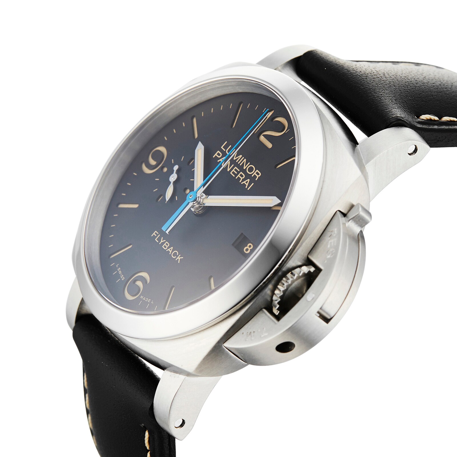 Pre-Owned Panerai Paneria Luminor 3 Days Flyback Acciaio Mens Watch PAM00524 Pre-Owned Panerai Paneria Luminor 3 Days Flyback Acciaio Mens Watch PAM00524
