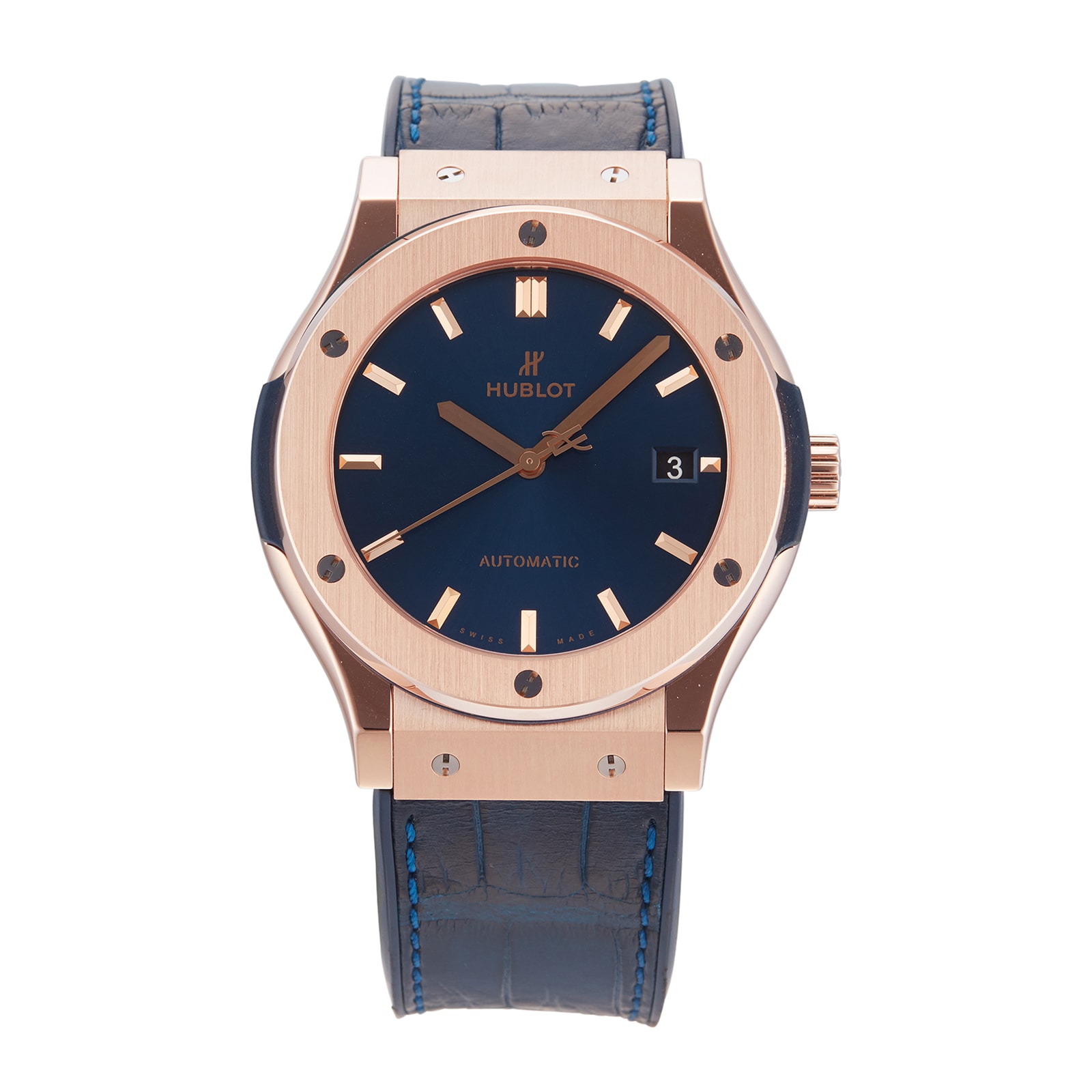 Pre-Owned Hublot Classic Fusion King Gold Blue Mens Watch 511.OX.7180.LR Pre-Owned Hublot Classic Fusion King Gold Blue Mens Watch 511.OX.7180.LR