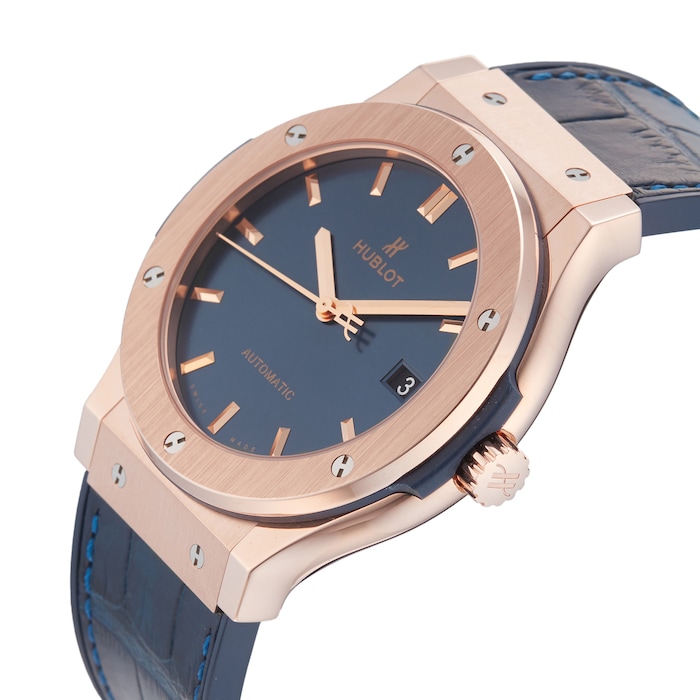 Pre-Owned Hublot Classic Fusion King Gold Blue Mens Watch 511.OX.7180.LR