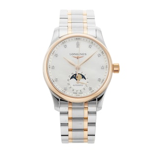 Pre-Owned Longines Master Collection Moonphase 34MM Stainless Steel and Rose Gold L24095897