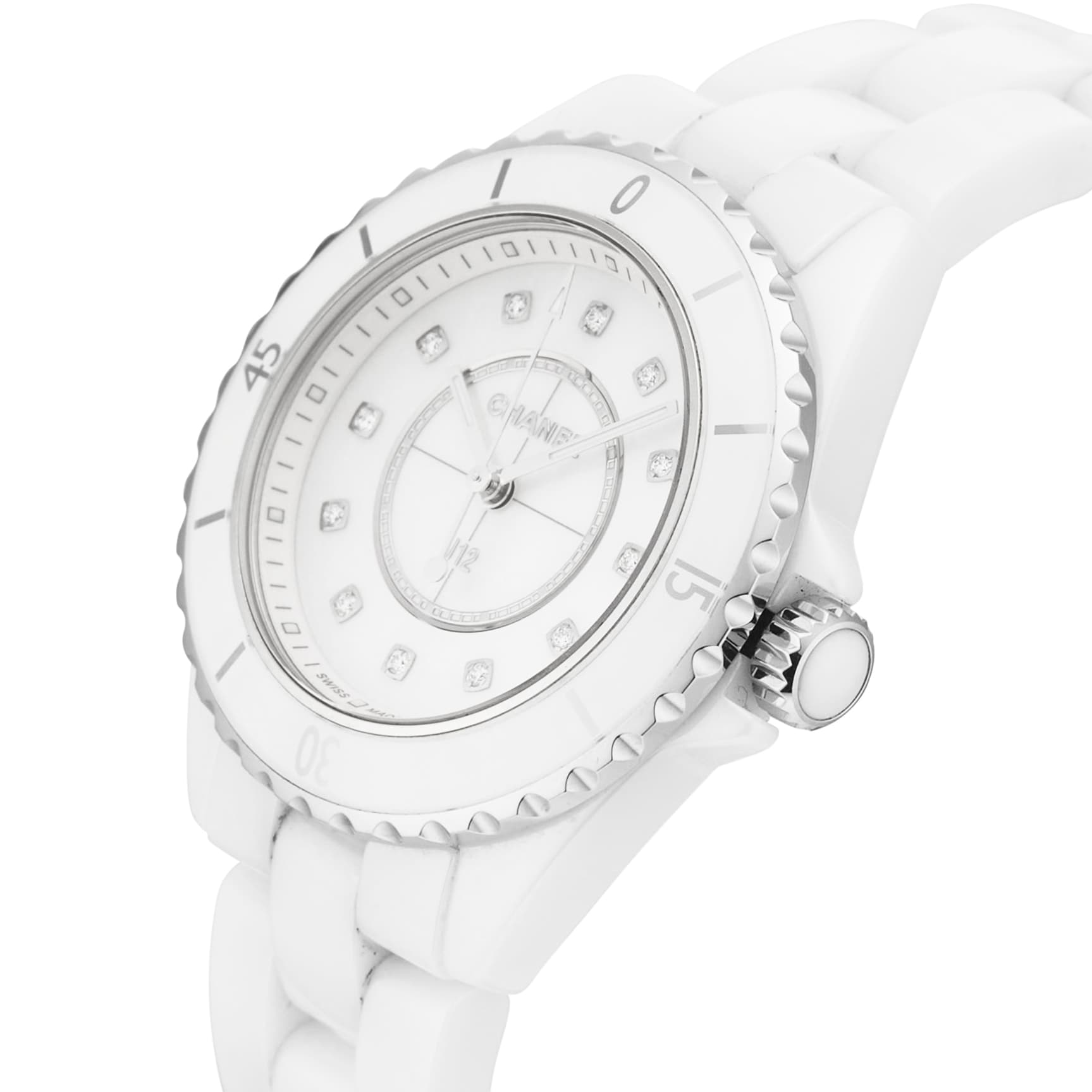 Pre-Owned Chanel J12 Quartz 33mm Stainless Steel and Ceramic Pre-Owned Chanel J12 Quartz 33mm Stainless Steel and Ceramic