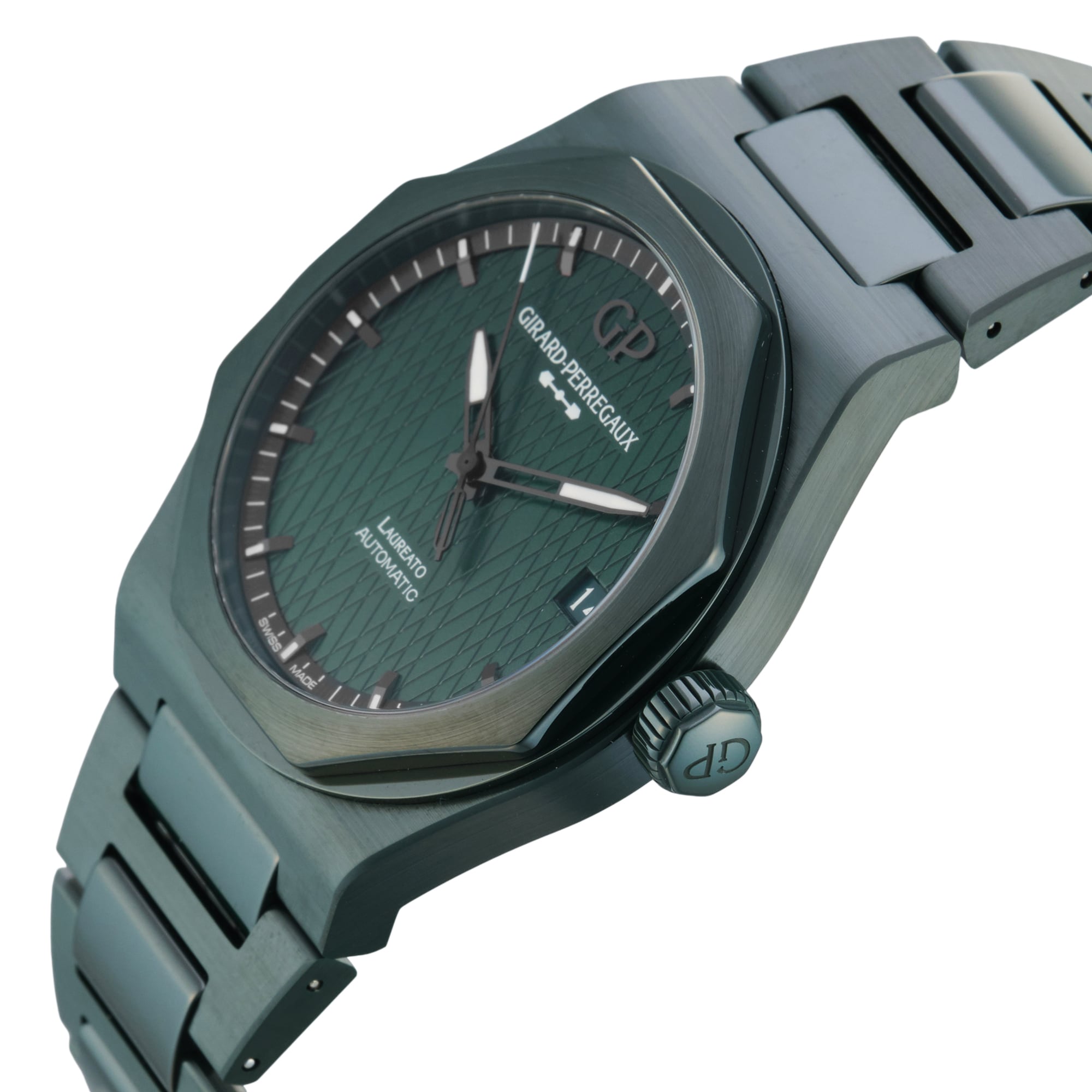 Pre-Owned Girard Perregaux Laureato Aston Martin Limited Edition 42mm Green Ceramic