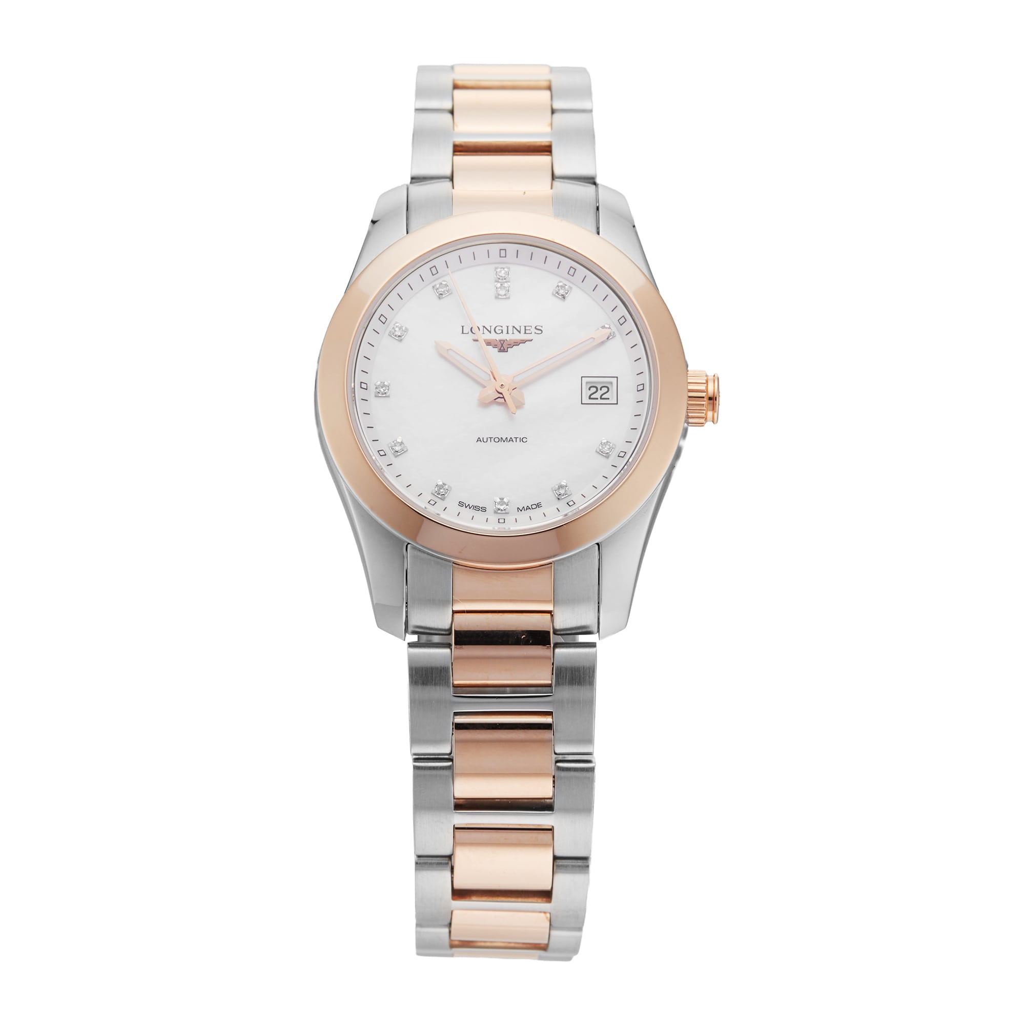 Pre-Owned Longines Conquest Classic 29.5mm Stainless Steel and Rose Gold Pre-Owned Longines Conquest Classic 29.5mm Stainless Steel and Rose Gold
