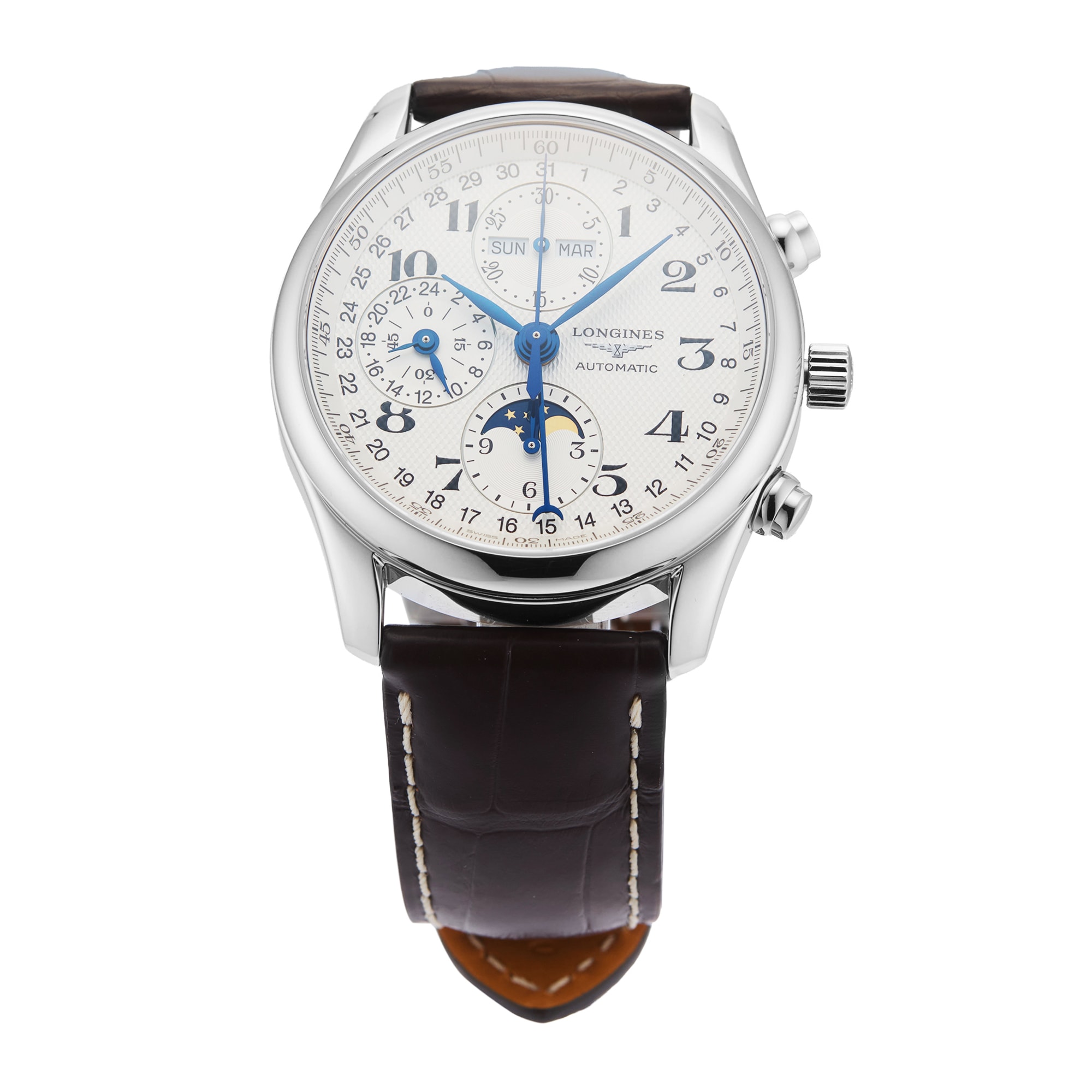 Pre-Owned Longines Master Collection Chrono Moonphase 40mm Stainless steel Pre-Owned Longines Master Collection Chrono Moonphase 40mm Stainless steel