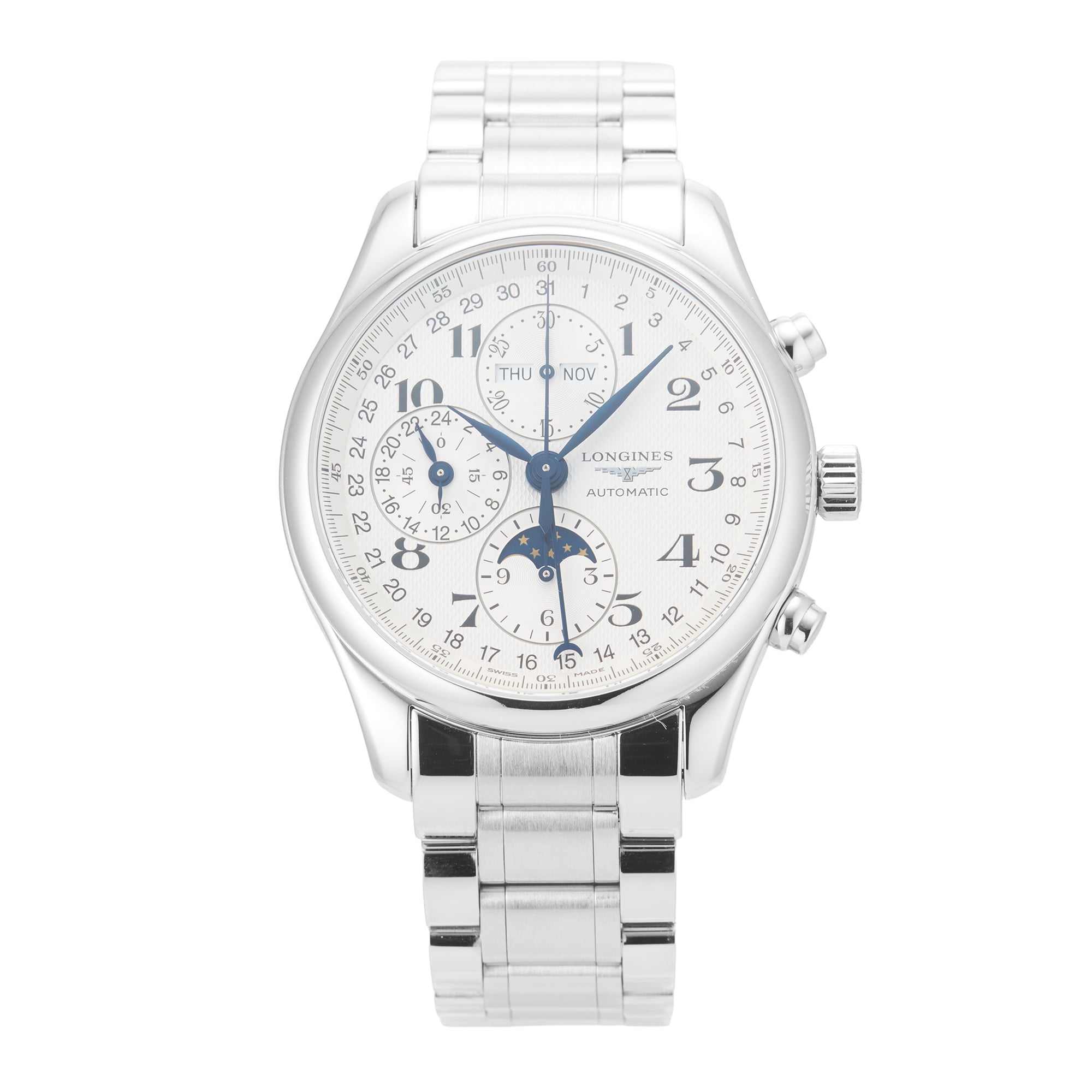 Pre-Owned Longines Longines Master Collection Chrono Moonphase 42mm Stainless Steel Pre-Owned Longines Longines Master Collection Chrono Moonphase 42mm Stainless Steel