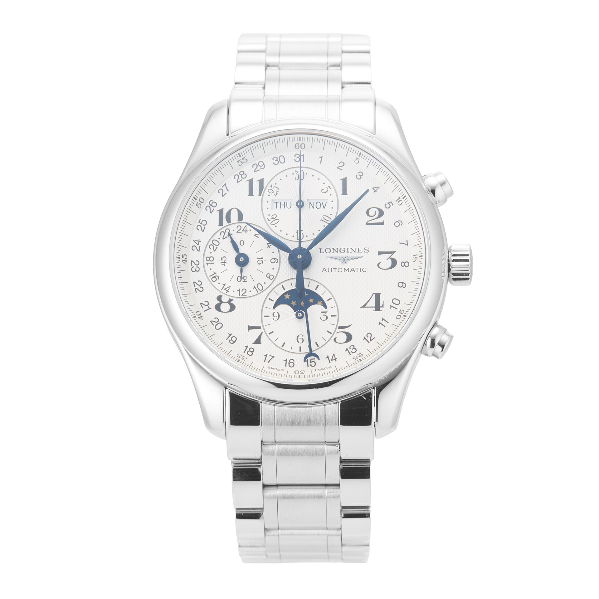 Pre-Owned Longines Longines Master Collection Chrono Moonphase 42mm Stainless Steel Pre-Owned Longines Longines Master Collection Chrono Moonphase 42mm Stainless Steel